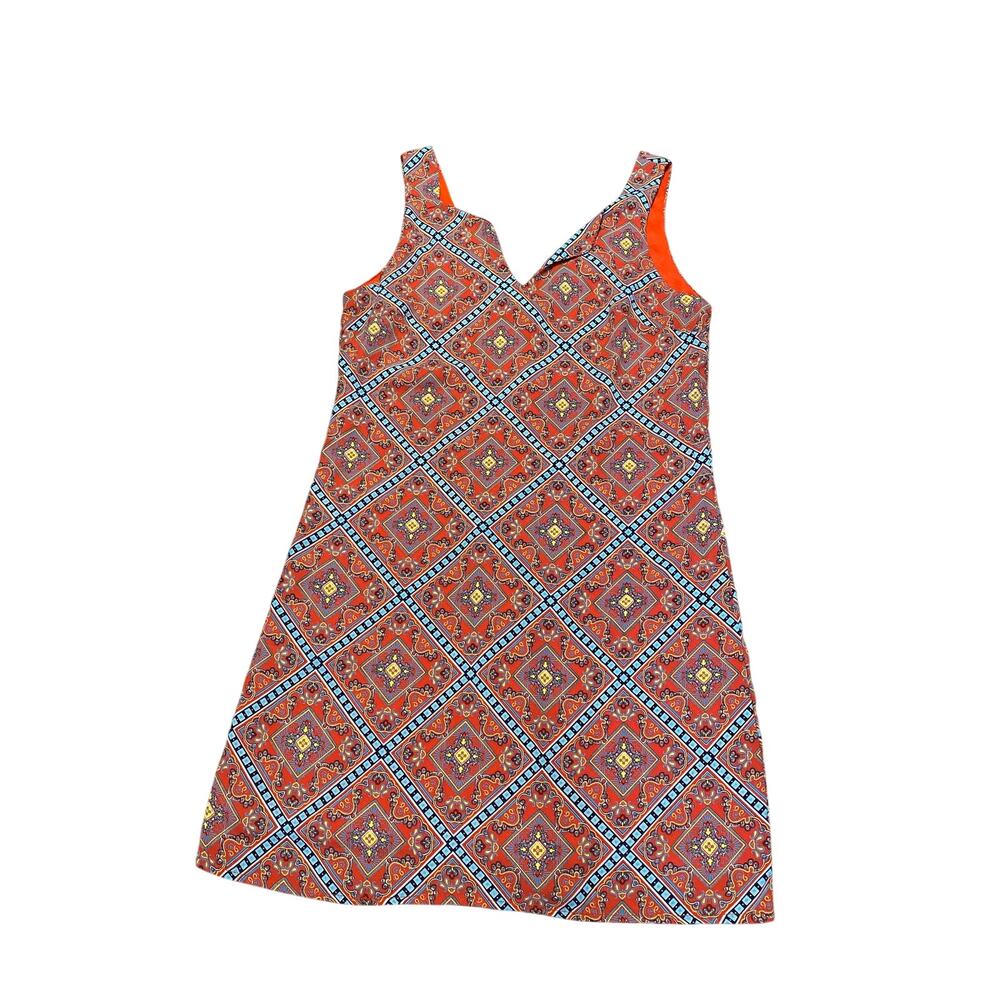 Dina Be mini dress Turquoise Orange size small v neck sleeveless